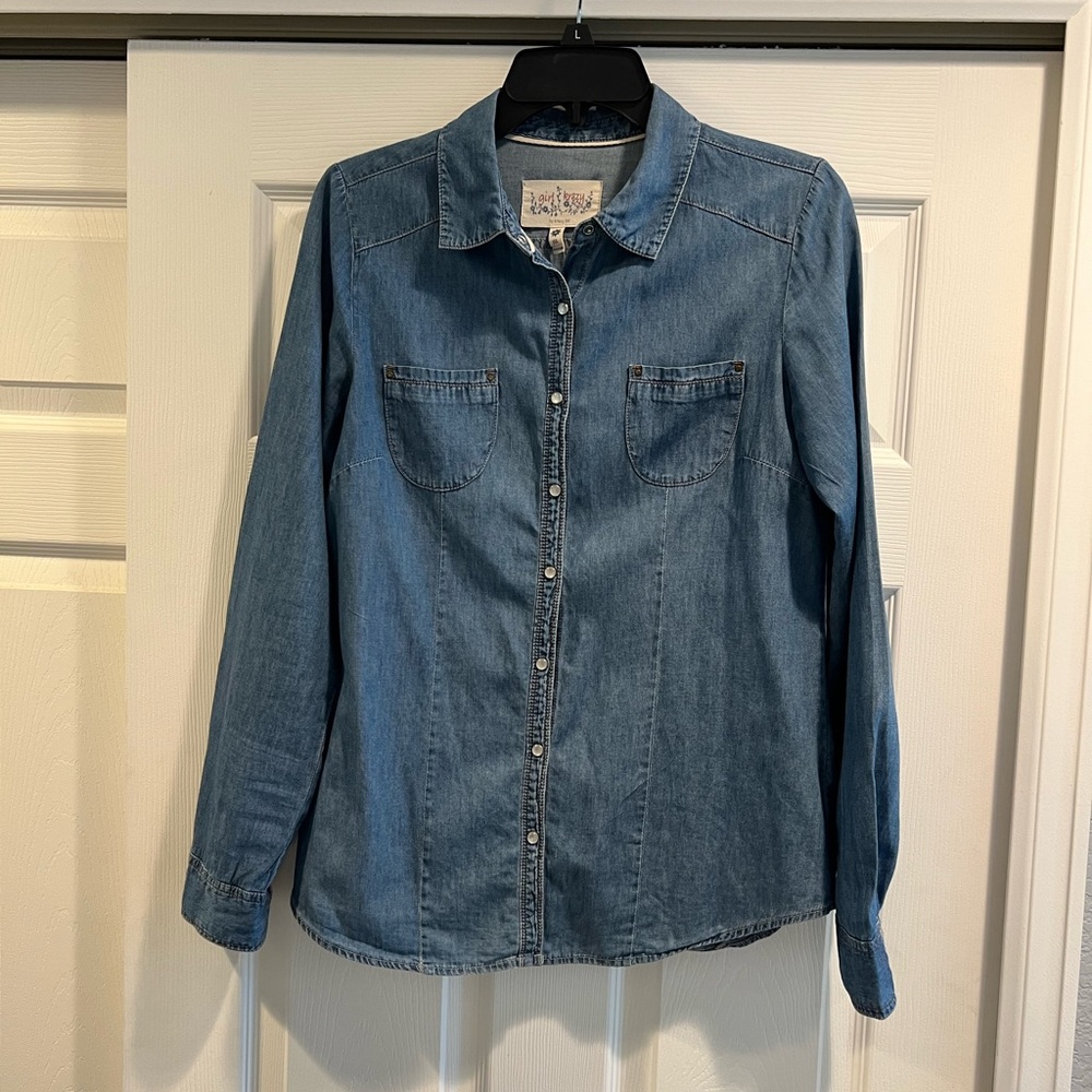 Girl Krazy Blue Button Down Shirt